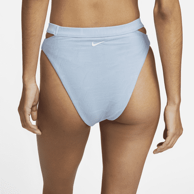 Damski dół od bikini o wysokim stanie o wyciętym kroju Nike Swim Nike PL